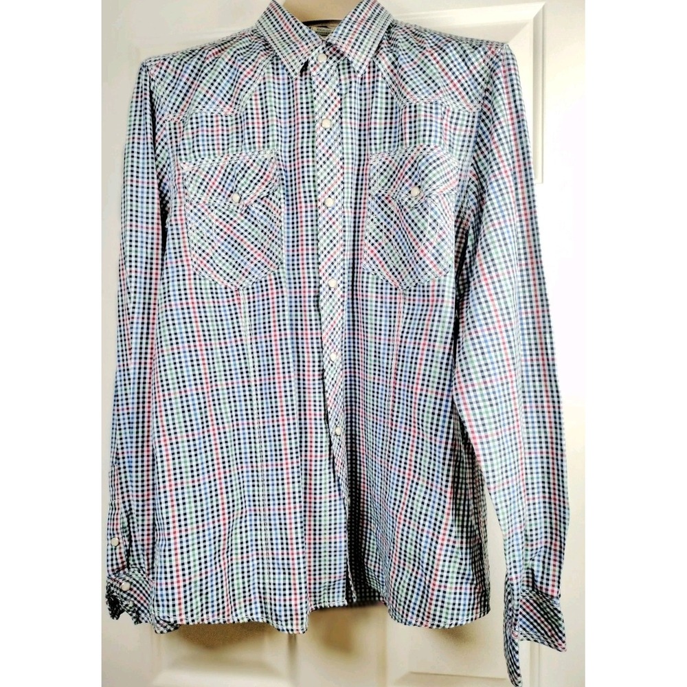 True Religion Western Shirt Tag 2X/Large Plaid (Fits Medium, 21x29)